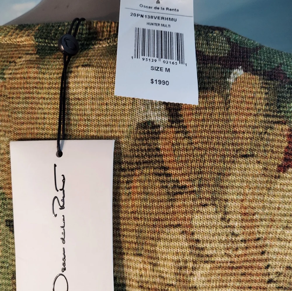 $1,990 NEW OSCAR DE LA RENTA GREEN LANDSCAPE CARDIGAN US S